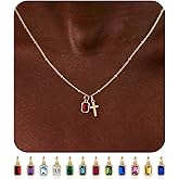 Turandoss Birthstone Cross Necklaces for Women – 14K Gold Plated Dainty Christian Jewelry with 12 Month Blue Green Created Emerald Birthstone Faith Pendant Birthday Gifts for Teen Girls