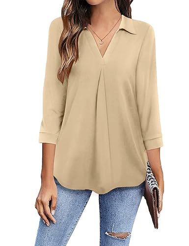 Newchoice 3/4 Sleeve Shirts for Women, Summer Loose Dressy Casual