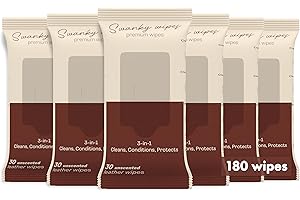 SWANKY WIPES Swanky Leather Wipes - Leather Cleaner and Conditioner for Purses, Shoes, Furniture Polish & Car Seats, Prevents Fading & Cracking, Restores Softness & Shine - Soft Wipes, 180 Count