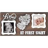 Yudarte Pregnancy Announcements Baby Ultrasound Picture Frame - New Mom First Time Parents Keepsake Gifts - Love at First Sight Sonogram Photo Frame Double 3x3 Inches