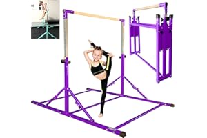 PreGymnastic Foldable Gymnastics Bar, 6FT Gymnastic Horizontal Bars, Folding Training Bar for Kids and Teenagers 3-18, Weight Limit 500 LB, Adjustable kip Bar,Children Home Gym Equipment Indoor