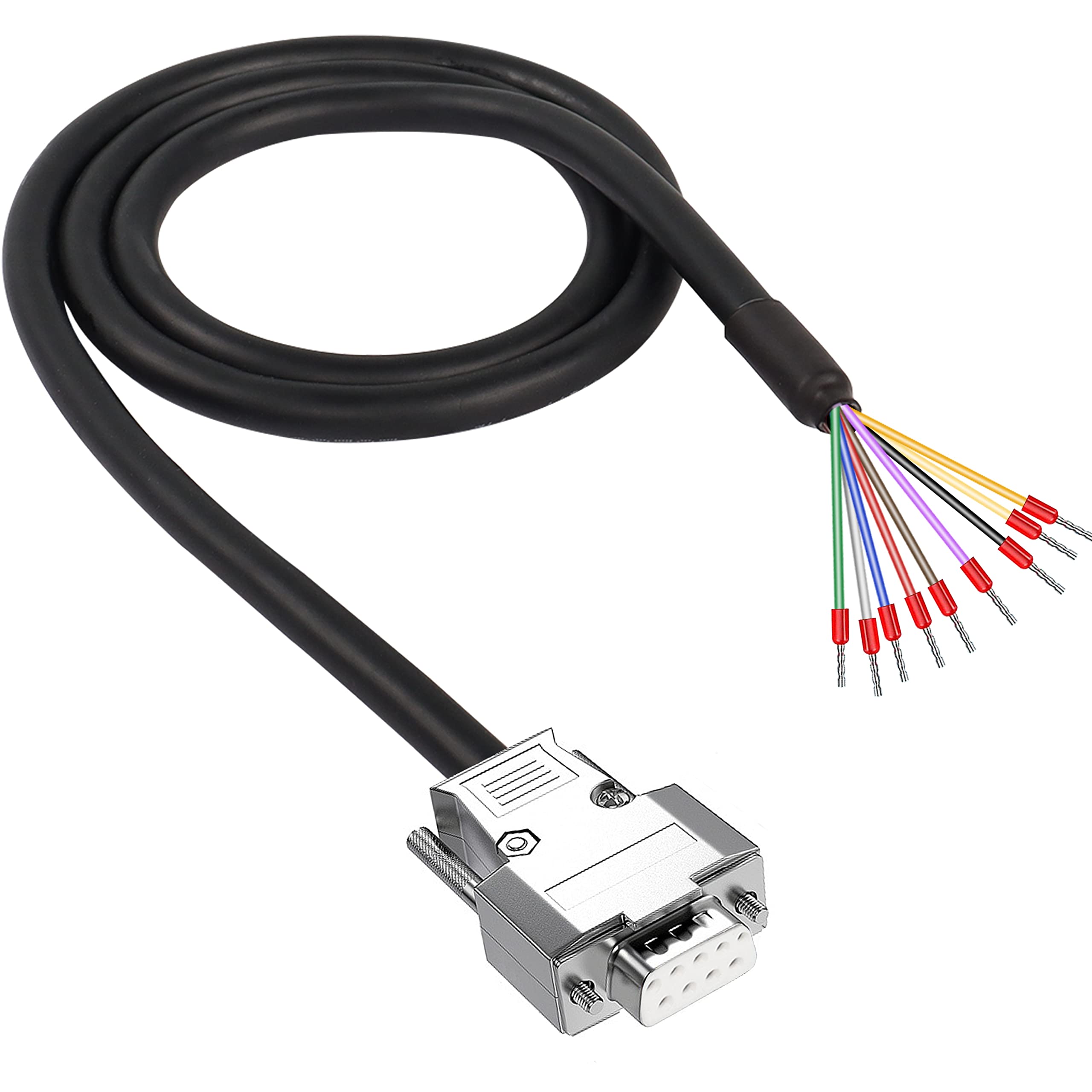 XMSJSIY DB9 Female RS232 9 Pin Serial Extension Cable, 22AWG RS232 D-SUB DB9 Serial to 9Pin Bare Wire End Cable Breakout Board Extension Core - 1M / 3.28 FT