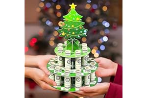 CRAFTERLIFE Christmas Money Holder, Christmas Tree Cash Cake Stand for Christmas Gifts, Surprise Money Box Fun Ways Give Xmas Cash Gift Ideas for Him Her Son Daughter