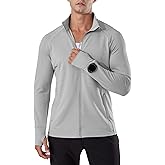 Locachy Men's Lightweight Quick Dry Athletic Jacket Full Zip Stand Collar Running Workout Performance Shirt
