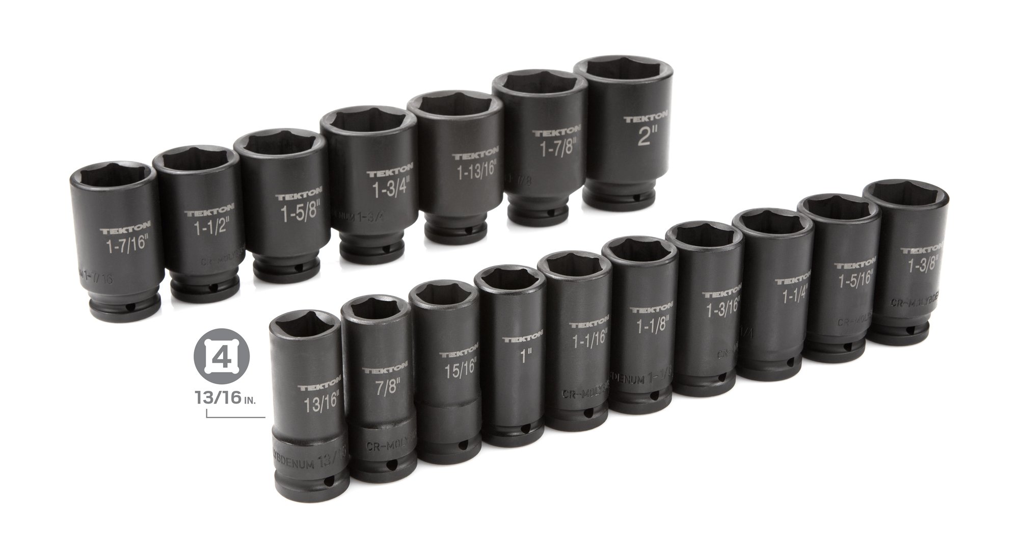 TEKTON 3/4Inch Drive Deep Impact Socket Set, Inch, CrMo, 7/8Inch 2