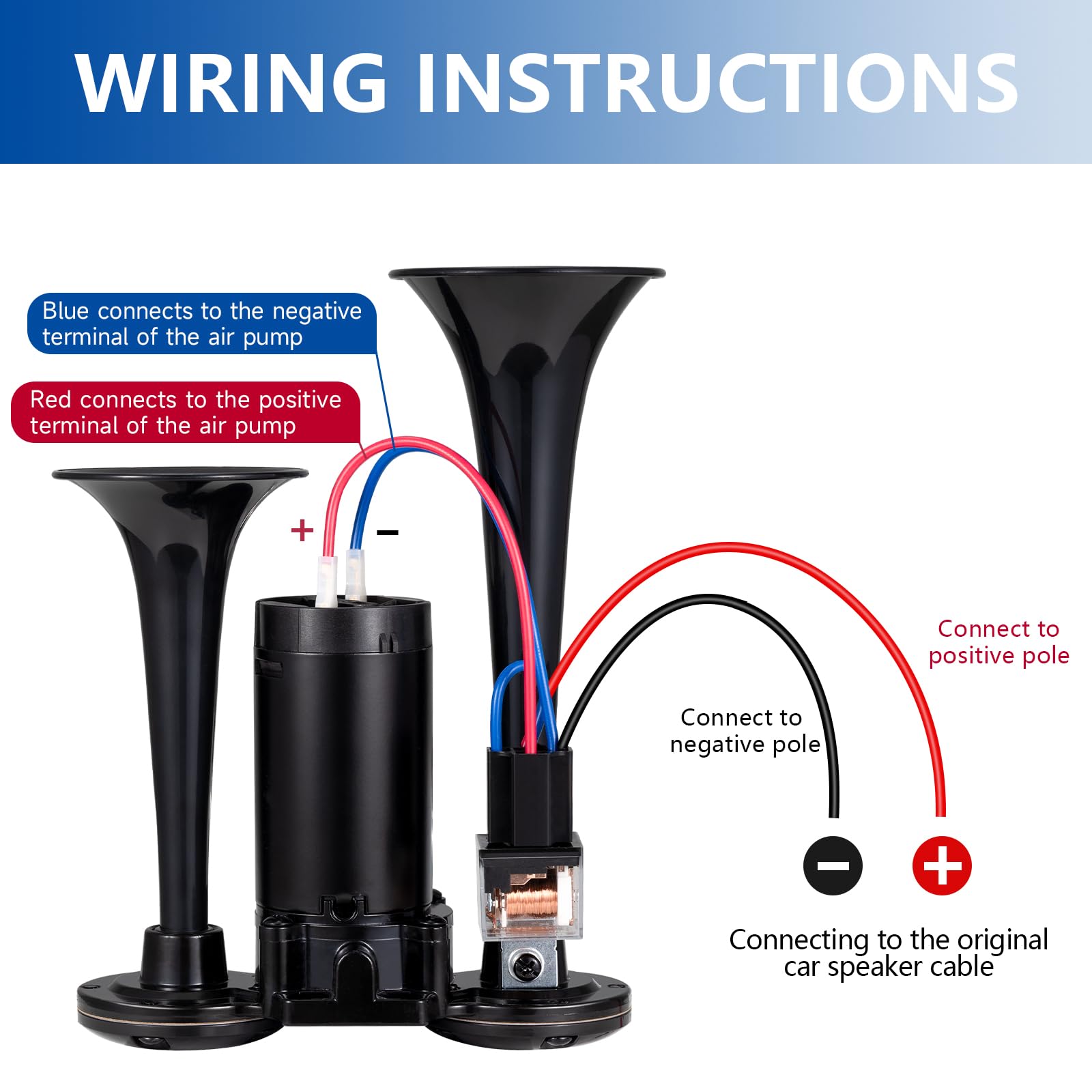 12V 150DB Air Horn for Truck for Train, Car Horns Loud with Compressor for Truck Boat Train Speaker Cars Van Ship (Black)