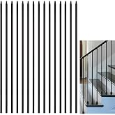 15 Pcs Wrought Iron Balusters,1/2" x 44" Straight Hollow Iron Baluster for Staircase Remodel, Matte Black Metal Railing