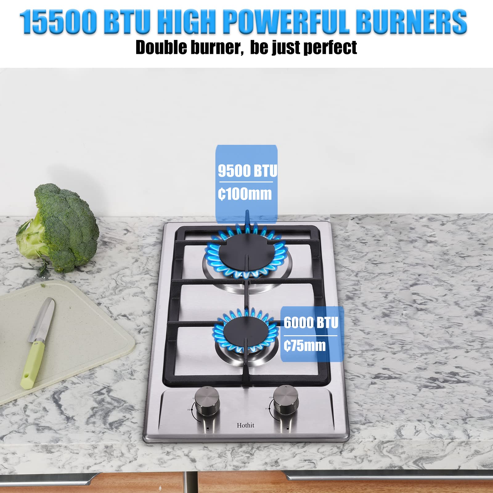 2 Burner Propane Gas Cooktop, 12