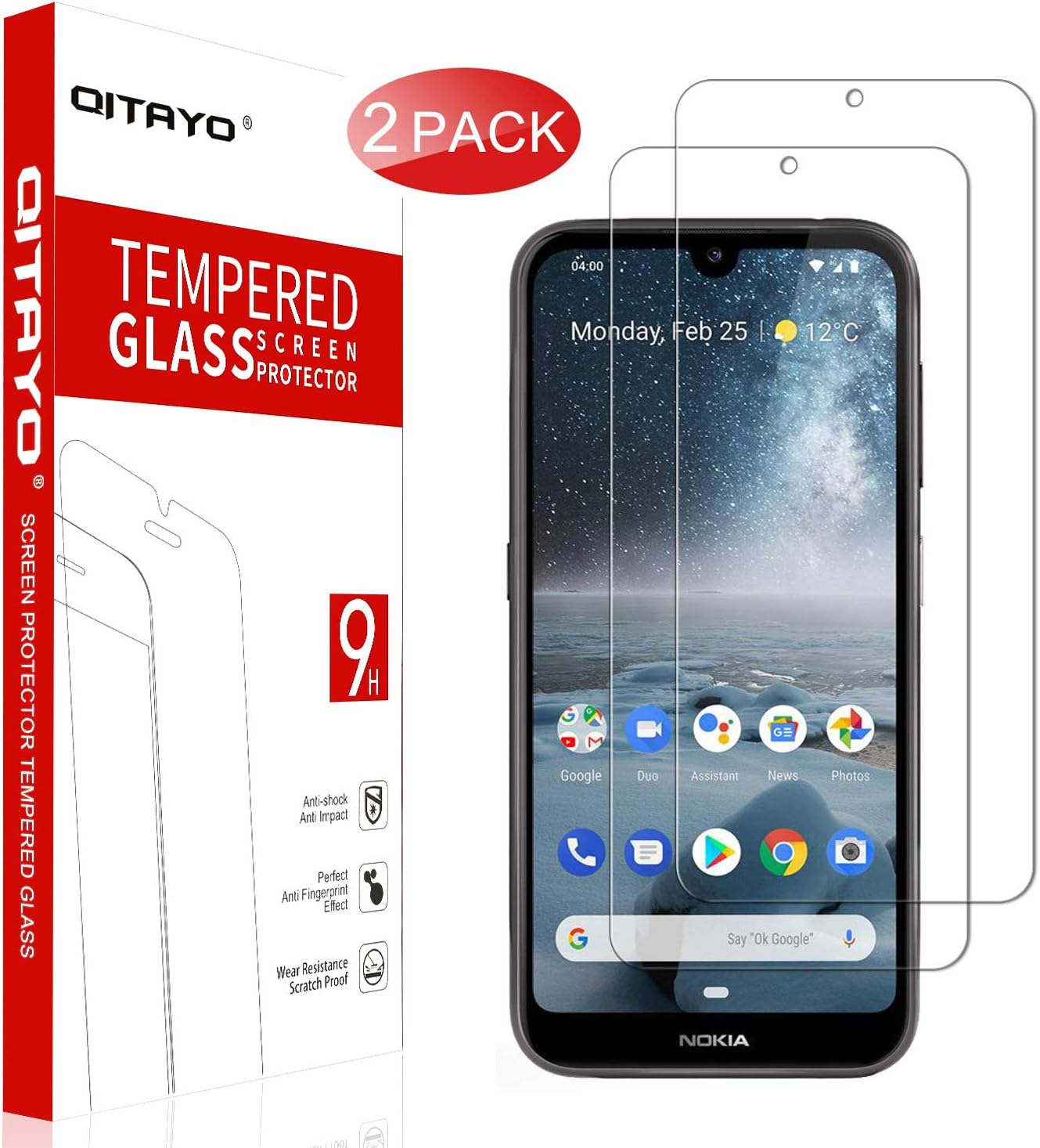 QITAYO [2 pack] Nokia 4.2 Screen Protector, Tempered Glass Screen Protector [0.3mm, 2.5D] [9H Hardness] [Crystal Clear…
