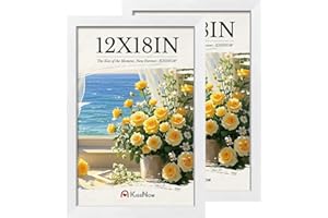 KissNow 12x18 Poster Frame 2 Pack, Textured White Solid Wood Picture Frame, Wall Hanging