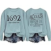 1692 They Missed One Halloween Shirts for Women Salem Witch Long Sleeve Shirt Halloween Hocus Pocus Pullover Tops