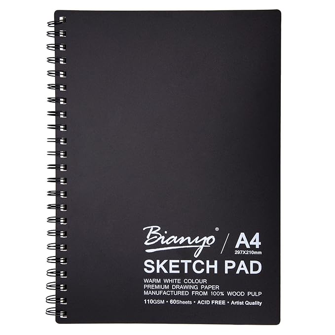 Spiral Bound Artist Black Sketchbook Field Bleedproof Sketch Pad,11