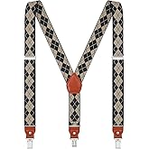 EOAYONY Men's suspenders Elastic Y Back Adjustable Heavy Duty Strong Clips 1.4" Wide