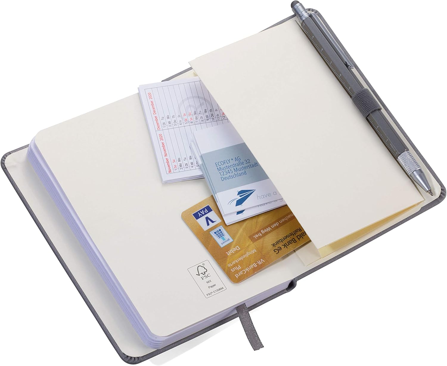 TROIKA SLIMPAD A6, NPP28/TI, Notepad DIN A6 Ballpoint Pen, Pen Holder Notebook, Diary, Notebook, Elastic Band, Pen Loop - Image 5