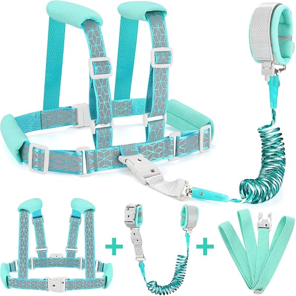 Harnais Anti-Fugue Enfant & Jumeaux - Laisse Sécurité 2m - Cordon Acier/Polyester - Confortable & Sécurisé - Pour Parc & Voyage