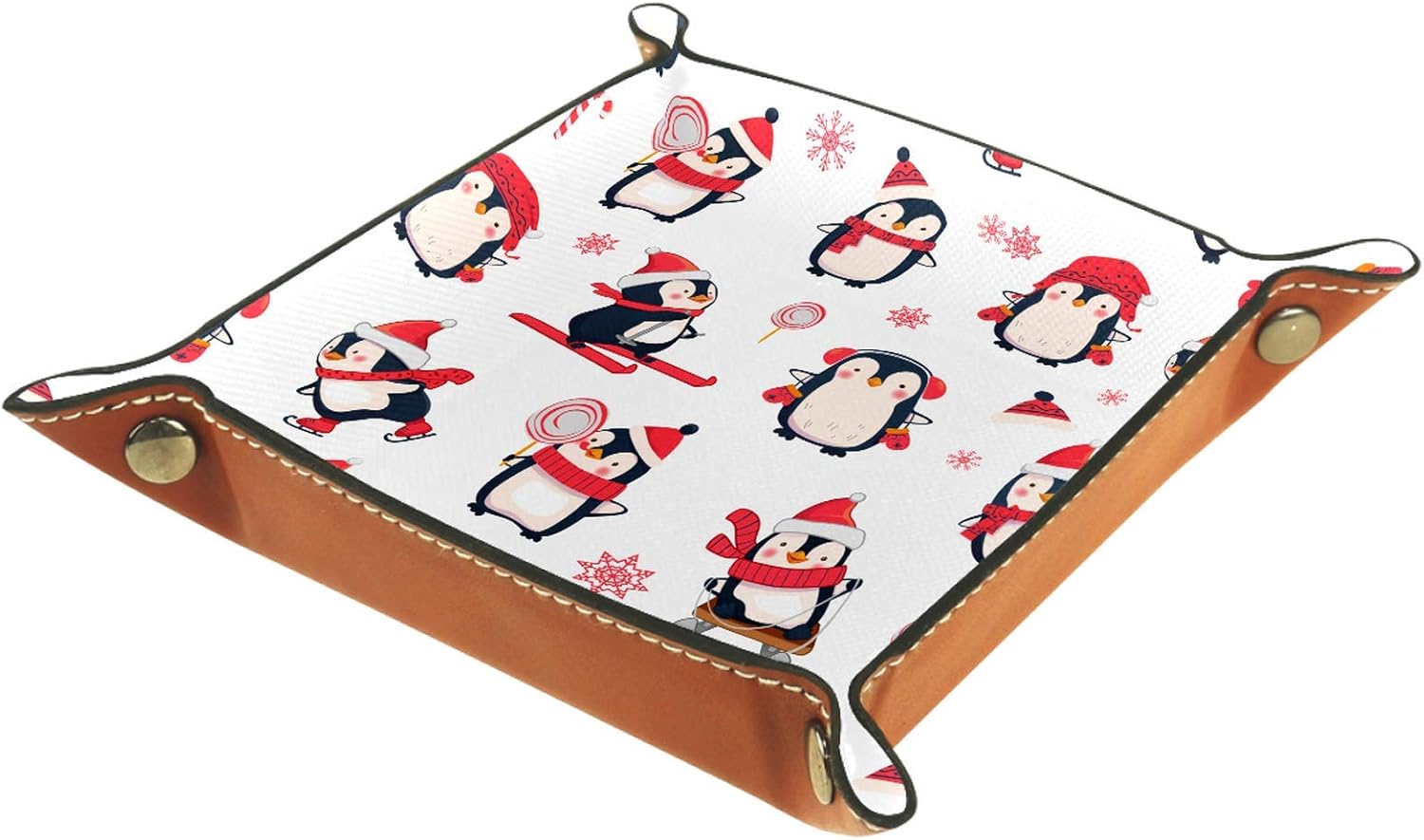 Bandeja de Cuero Ilustración de dibujos animados lindo pingüino (2