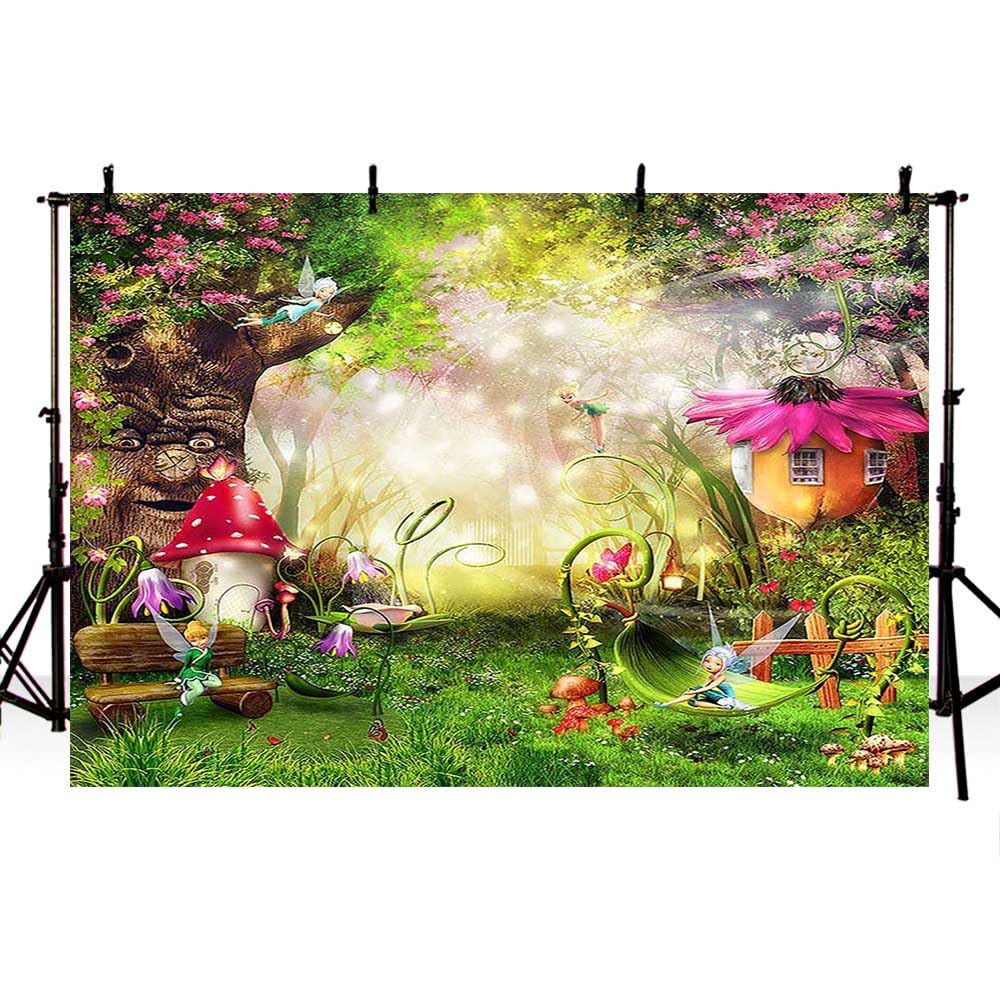 MEHOFOTO Photo Studio Booth Background Fairy Tale Enchanted Forest Theme Birthday Party Decoration Banner Backdrops for Photography 8x6ft