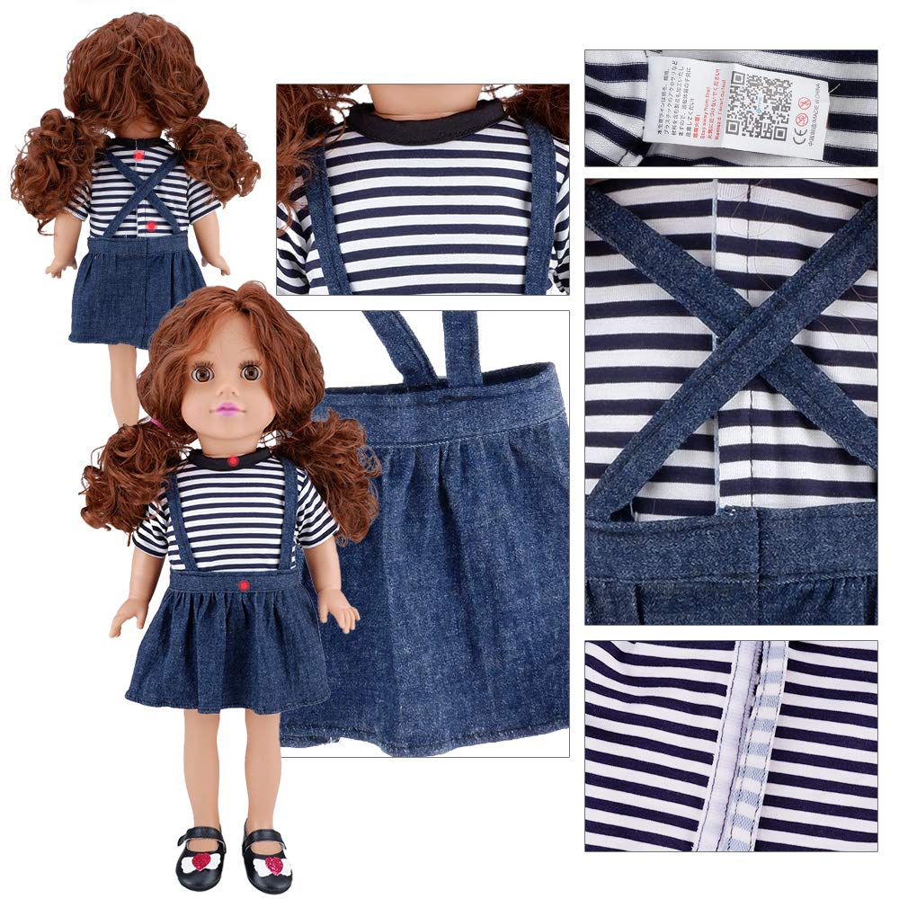 E-TING 5 Set Dolls Outfits Clothes Dress and 2 Pairs Shoes fit for 18 inch Dolls American Girl Dolls