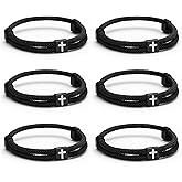 Landical 6 Pcs Braided Cross Bracelet Adjustable Rope Valentine Christian Religious Gift Jesus Bracelet for Men Women WWJD Wristband