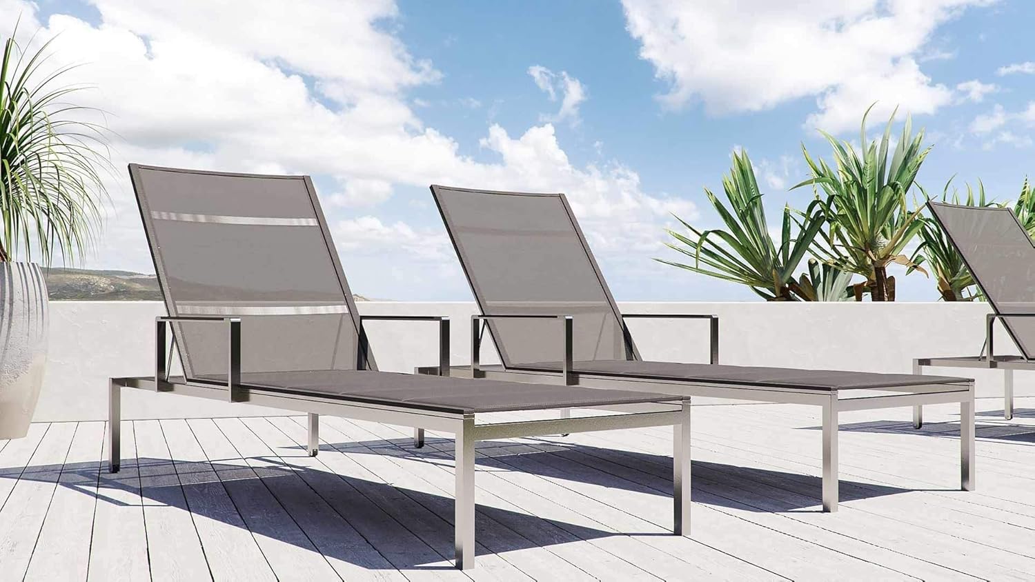 Amazon De Artelia Cairo M2 Edelstahl Gartenliege Set Mit 2 Liegen Sonnenliege Fur Garten Terrasse Und Balkon Extrem Hochwertige Premium Relaxliege Aus Edelstahl