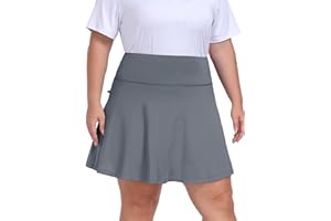 MoFiz Women Plus Size Tennis Skirt Skort Knee Length 20" Pleated Athletic Golf Skirt with Pockets