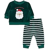 Little Me Clothes for Baby Boys' and Girls' Christmas Holiday 2-Piece Velour Tracksuit Jogger Sets, 3 Months to 4T