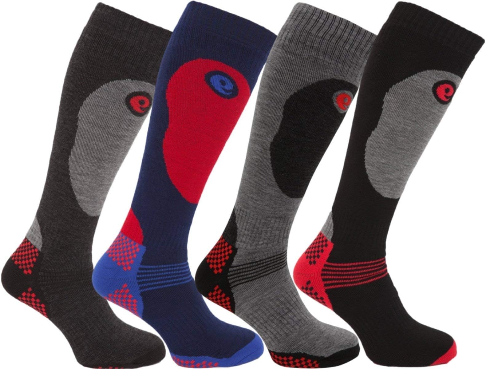 adam & eesa Mens 2 Pairs High Performance Thermal Snow Ski Socks Hiking Long 2.0 TOG Multi 6-11 Eur 39-45 (2 Pair)