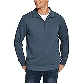 PINSPARK Men's Quarter Zip Pullover Sweatshirts Mock Neck Casual Long Sleeve Fall Winter Warm Fleece Cotton Sweatshirt