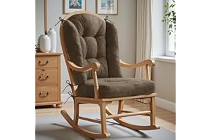 ROFIEJOX Wingback Rocking Chair cushion - Large Adirondack Chair Cushions, High-Density Sponge, Soft Chenille Indoor Rocker Pads with Ties, 2 Piece Sets Seat Cushion & Back Cushion, Deep Brown | Large Size