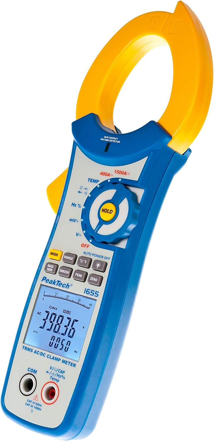PeakTech 1655, Digital Clamp Meter with True RMS, 4 3/4 Digit, 1500A AC/DC, 40000 Counts, Digital Multimeter, TÜV/GS - Image 5