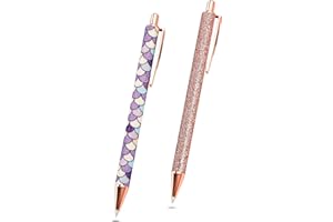 ARVAKR 2 Pack Craft Weeding Pens, Essential Adhesive Vinyl Tool, Precision Needle Retractable Pin Pen for Craft Weeding, Vinyl Air Release or Car Puncturing Installation, Rose Gold & Purple Scale