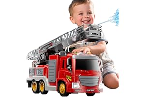 JUKUDAHU Fire Truck Toy for Kids 3 4 5 6 7 8 Years Old - Fire Trucks Playset with Rotating Ladder, Sound and Light, Vehicle Toys for Boys 5-8, City Cars Toyset, Birthday Gifts for Girls Toddlers 3+