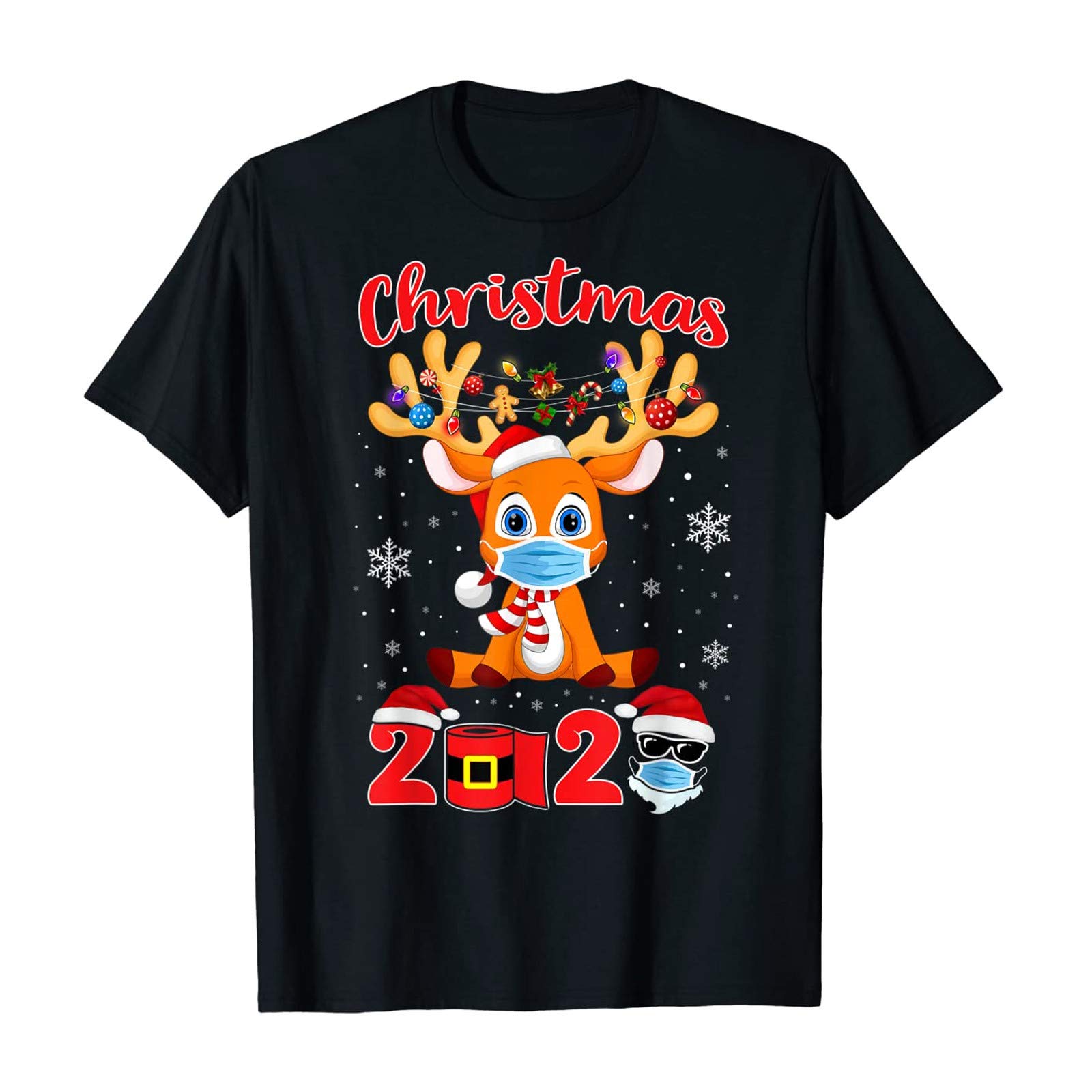 89AMZ Mens Womens Christmas T Shirt, 2020 Xmas Novelty Cartoon Printed Family Short Sleeves Top Tshirt Christmas T-Shirt Holiday Party Costume