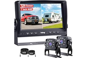 Dual RV Backup Camera for Truck - 7 Inch HD Split Screen Reverse Camera for Trucks, Easy Install, IR Night Vision, Metal IP69