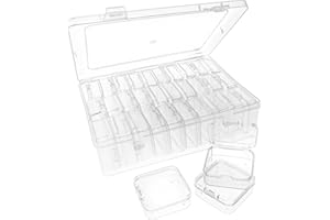 Quadafy 30Pack Bead Organizer Box With Hinged Lid - Clear Bead Storage Containers for Organizing DIY Jewelry Craft and Bracelet Making - Mini Plastic Bead Box (30Pack 2.15 X 2.15 X 0.8inch)