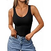 Valiamcep Womens V Neck Tank Tops Sleeveless Basic Tops Ribbed Knit Slim Fitted Summer Cami Shirts