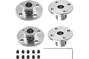 Bivethoi 4 Pcs Rigid Flange Shaft Coupling, 12mm High Hardness Metal Guide Coupler, Bearing Fittings Motor Connector with Some M4 Fastening Screw 1 Pcs Hex Wrench for DIY Handmade Model