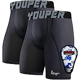 Youper Youth Boys Compression Shorts with Soft Protective Cup, Sliding Underwear for Baseball Football