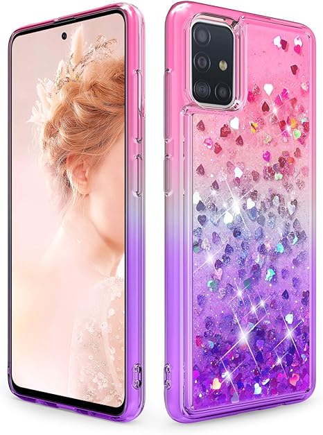 Amazon Com Dzxouui For Samsung A51 Case Not A51 5g Galaxy A51 Case Girls Women Tpu Clear Cover Moving Quicksand Glitter Bling Cute Phone Cases For Samsung Galaxy A51 Pink Purple