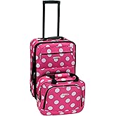Rockland Fashion Softside Upright Luggage Set, Expandable, Pink Dots, 2-Piece (14/19)