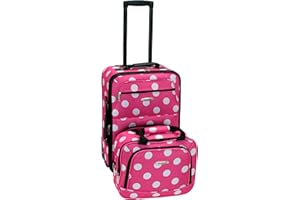 Rockland Fashion Softside Upright Luggage Set, Expandable, Pink Dots, 2-Piece (14/19)