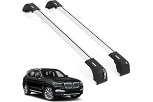 ERKUL Roof Rack Cross Bars for BMW X3 G01 2018-2024 | Anti-Theft Lock Aluminum Crossbars for Rooftop | Silver