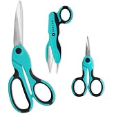 SINGER ProSeries&trade; Sewing Scissors Bundle, Fabric, Detail &amp; Snips, 3 Count | Tempered stainless steel 3-piece set: 8.5 inch fabric shears, 4.5 inch detail scissors, 5 inch thread snips, comfort grip