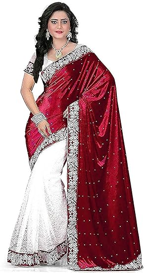 Women's Velvet Saree with Blouse Piece