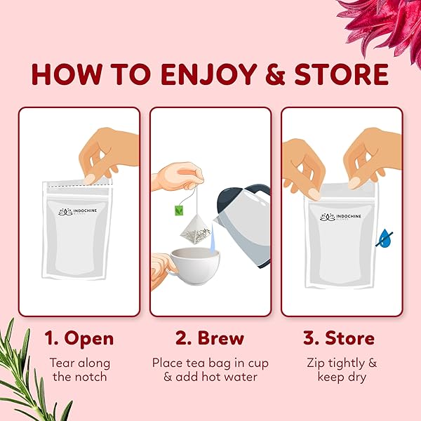 INDOCHINE BLENDS LOVING TEA | HIBISCUS FLOWER, ROSE TEA, ROSEMARY TEA, AND BLACK TEA | 2G X 50 TEA BAGS| SUGAR-FREE, CAFFEINE-FREE HERBAL TEA | PYRAMID CHAMBER TEA BAGS | RICH IN NATURAL GOODNESS AND FLAVOR