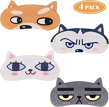 Tacobear 4 Pieces Masque De Sommeil Drole Masque Pour Les Yeux Chat Chien Masque Sommeil Animale Sommeil Cache Masque 3d Masque De Nuit Pour Femmes Enfants Dormir Voyage Repos Amazon Fr Hygiasne Et
