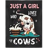 XSMEI Cow Lover Blanket, Just A Girl Who Loves Cows Blanket, Soft Warm Cozy Fleece Throw, Gifts for Girls Teens Kids, 50"x60", Black
