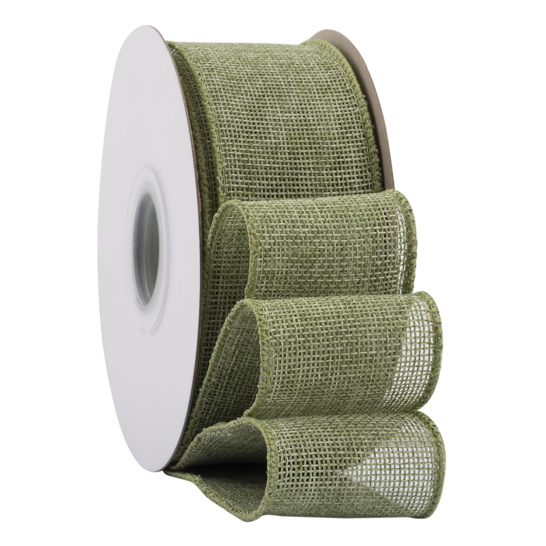 Ribbonitlux Spring Moss Burlap Wired Ribbon, 50mm x 18 Meters, Wired Edge Burlap Ribbon for Gift Wrapping, Big Bow, Wreath, and Christmas Tree Decoration