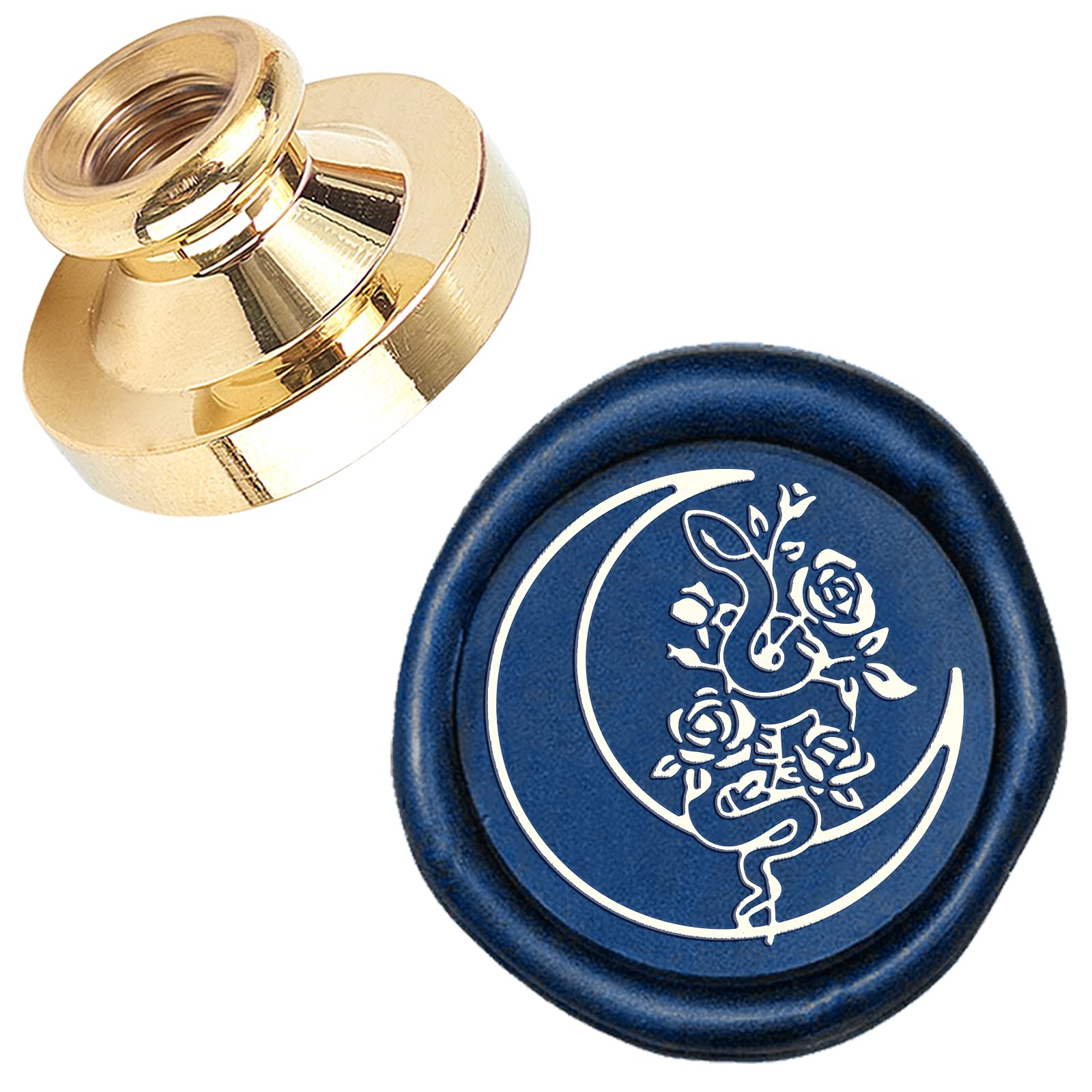 CRASPIRE Wax Seal Stamp Moon and Snake 25mm Vintage Sealing Wax Stamp Brass Head Only for Envelope Card Invitations Gift Wedding Halloween Christmas New Year