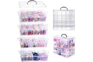 VTG Bead Organizer Box, 84 Pcs Small Plastic Containers with Lids, 4-Tier Stackable Storage Box, Clear Organizers for Jewelry Toys Craft Storage